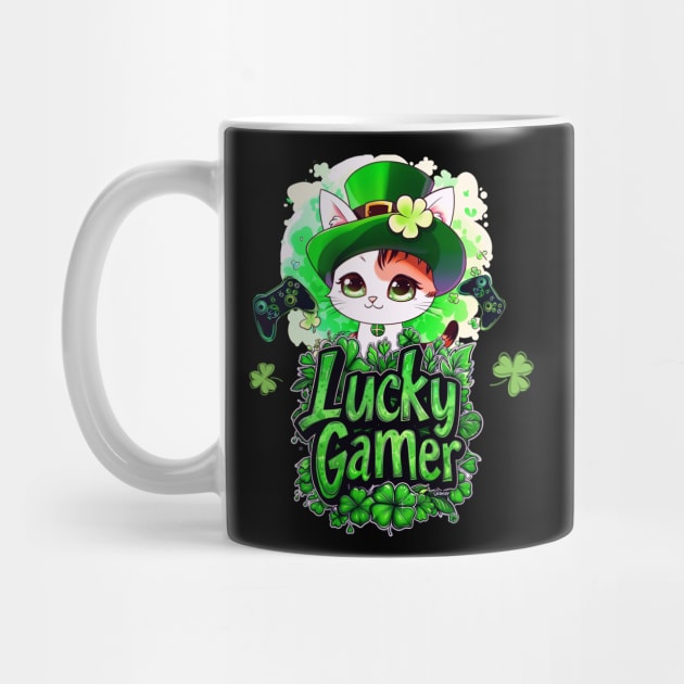 Lucky Gamer - St. Patrick's Day - Kawaii Cat by MaystarUniverse